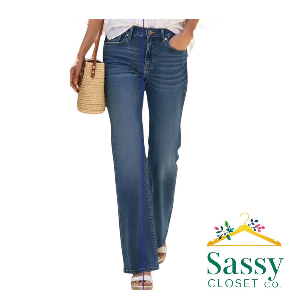 7 For All Mankind Low Rise Straight Leg Jeans 25 Dark Wash Nylon AU190Y996